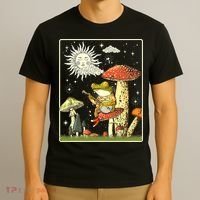 Funny Retro Frog Playing Banjo On Mushroom T-Shirt thumb 3