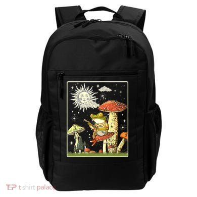 Funny Retro Frog Playing Banjo On Mushroom Backpack