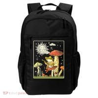 Funny Retro Frog Playing Banjo On Mushroom Backpack thumb 0