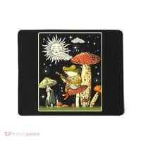 Funny Retro Frog Playing Banjo On Mushroom Mousepad thumb 0