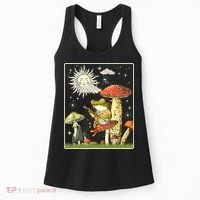Funny Retro Frog Playing Banjo On Mushroom Women's Tank Top thumb 0