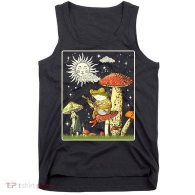 Funny Retro Frog Playing Banjo On Mushroom Tank Top