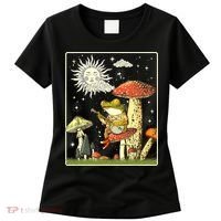 Funny Retro Frog Playing Banjo On Mushroom Women's T-Shirt thumb 0