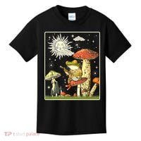 Funny Retro Frog Playing Banjo On Mushroom Kids T-Shirt thumb 0