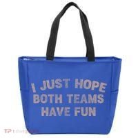 Funny Retro Football I Just Hope Both Teams Have Fun Gift Tote Bag thumb 0