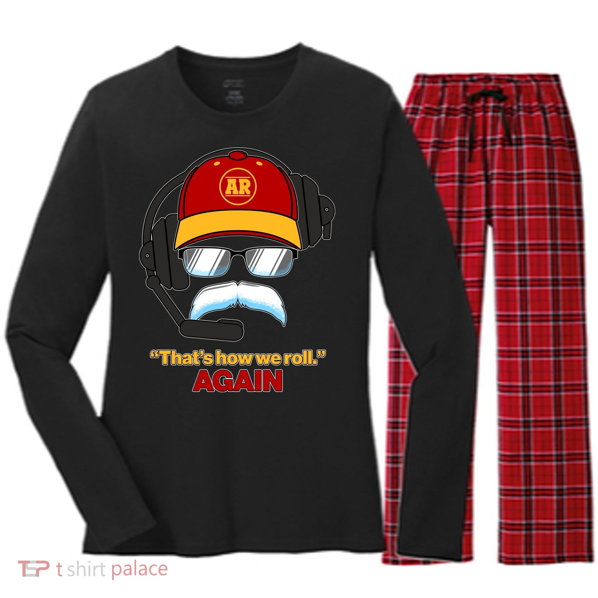 Funny Reid Frozen Mustache ThatS How We Roll Again Women's Long Sleeve Flannel Pajama Set 