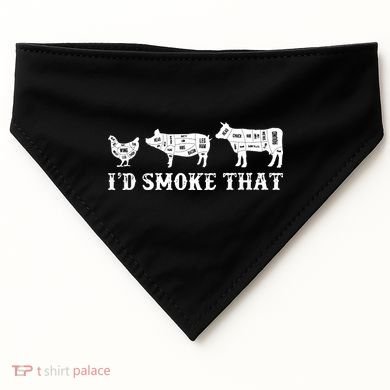 Funny Retro Grilling BBQ Smoker Chef Dad GiftI'd Smoke That USA-Made Doggie Bandana