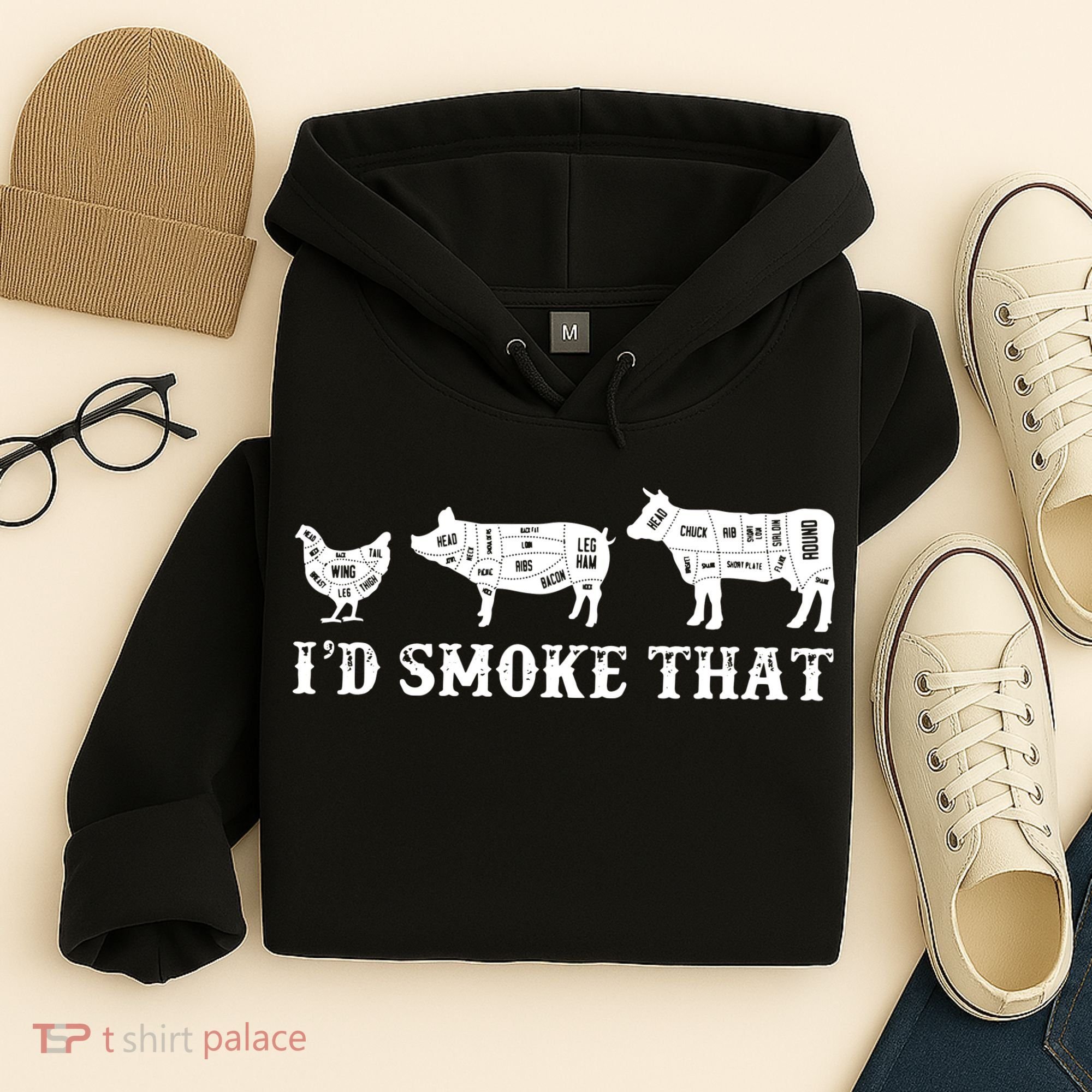 Funny Retro Grilling BBQ Smoker Chef Dad GiftI'd Smoke That Hoodie