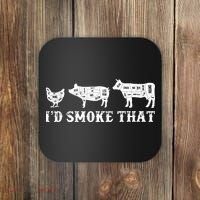 Funny Retro Grilling BBQ Smoker Chef Dad GiftI'd Smoke That Coaster thumb 0