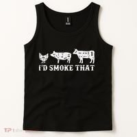 Funny Retro Grilling BBQ Smoker Chef Dad GiftI'd Smoke That Tank Top thumb 2