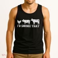 Funny Retro Grilling BBQ Smoker Chef Dad GiftI'd Smoke That Tank Top thumb 3