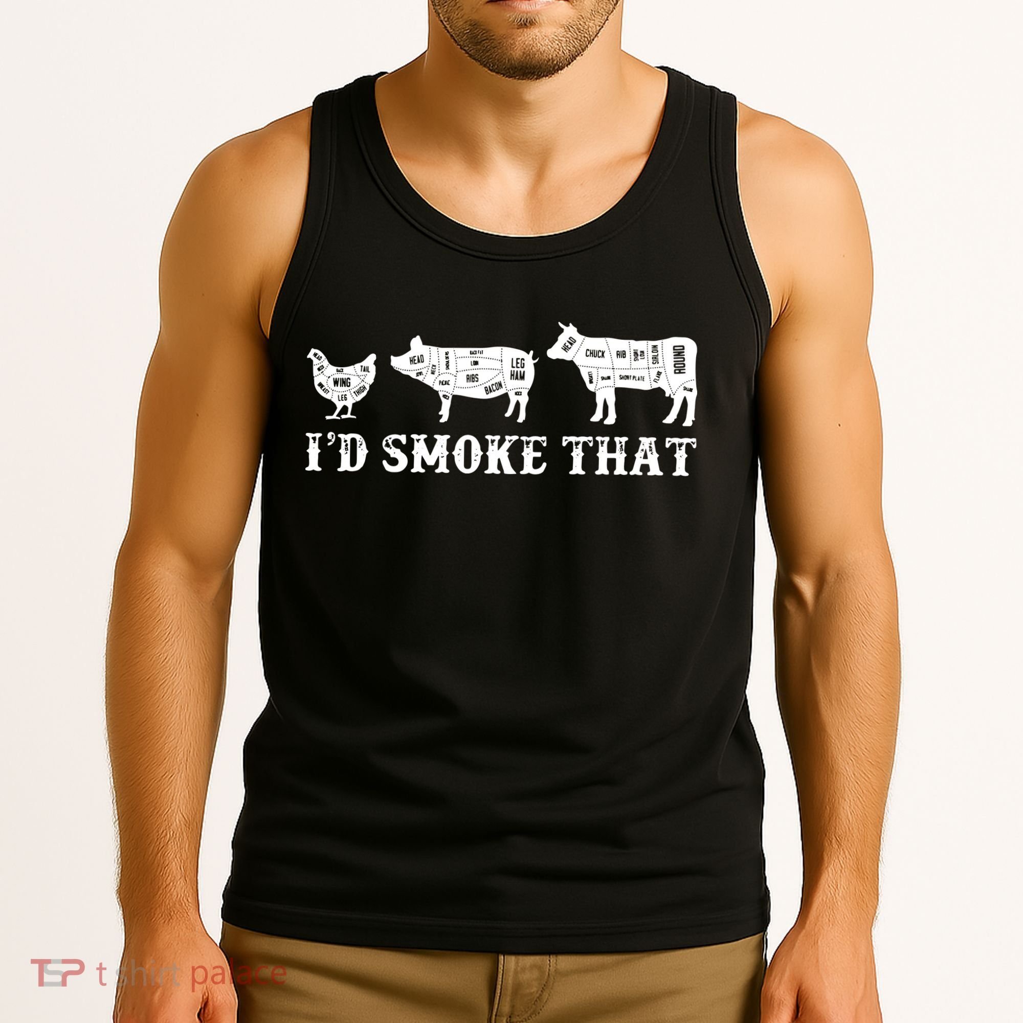 Funny Retro Grilling BBQ Smoker Chef Dad GiftI'd Smoke That Tank Top