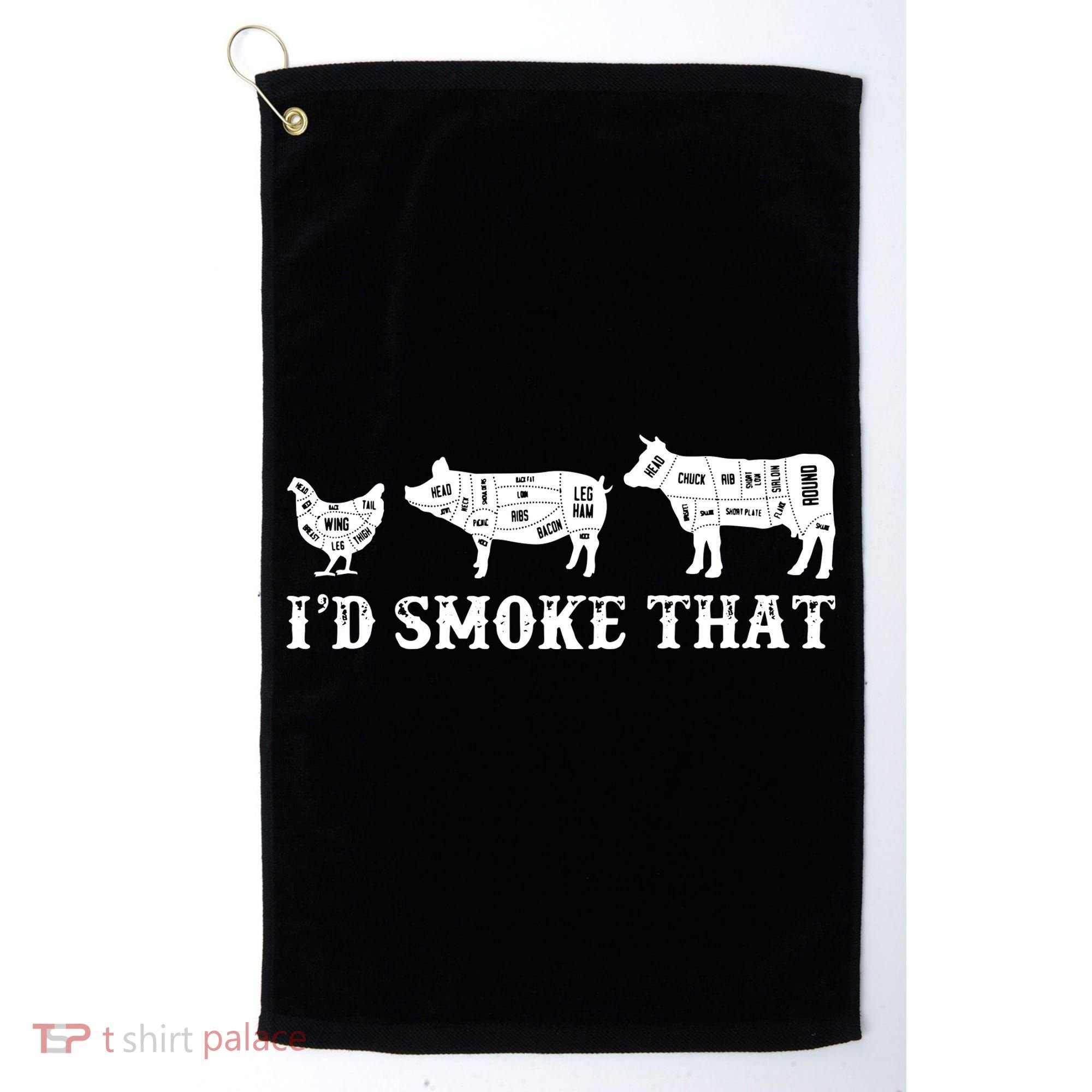 Funny Retro Grilling BBQ Smoker Chef Dad GiftI'd Smoke That Golf Towel