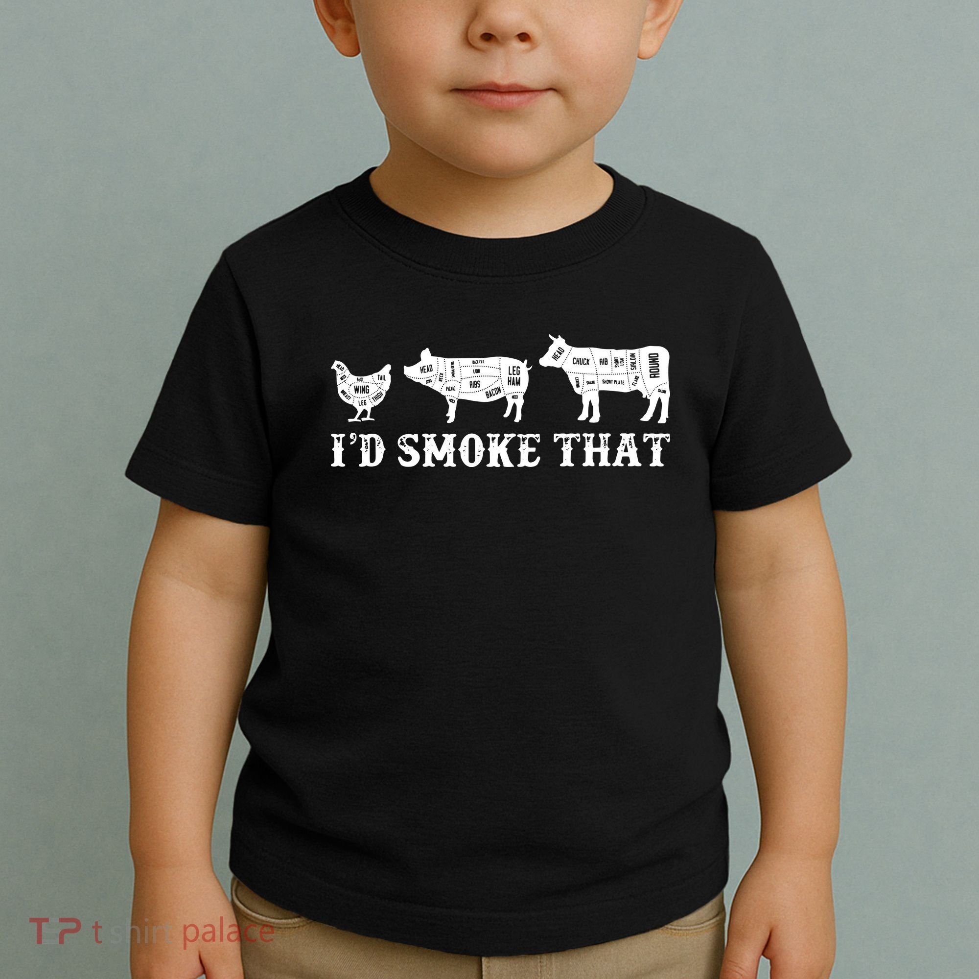 Funny Retro Grilling BBQ Smoker Chef Dad GiftI'd Smoke That Toddler T-Shirt