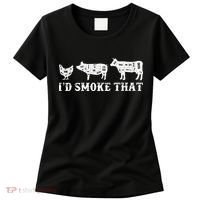 Funny Retro Grilling BBQ Smoker Chef Dad GiftI'd Smoke That Women's T-Shirt thumb 0
