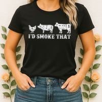 Funny Retro Grilling BBQ Smoker Chef Dad GiftI'd Smoke That Women's T-Shirt thumb 2