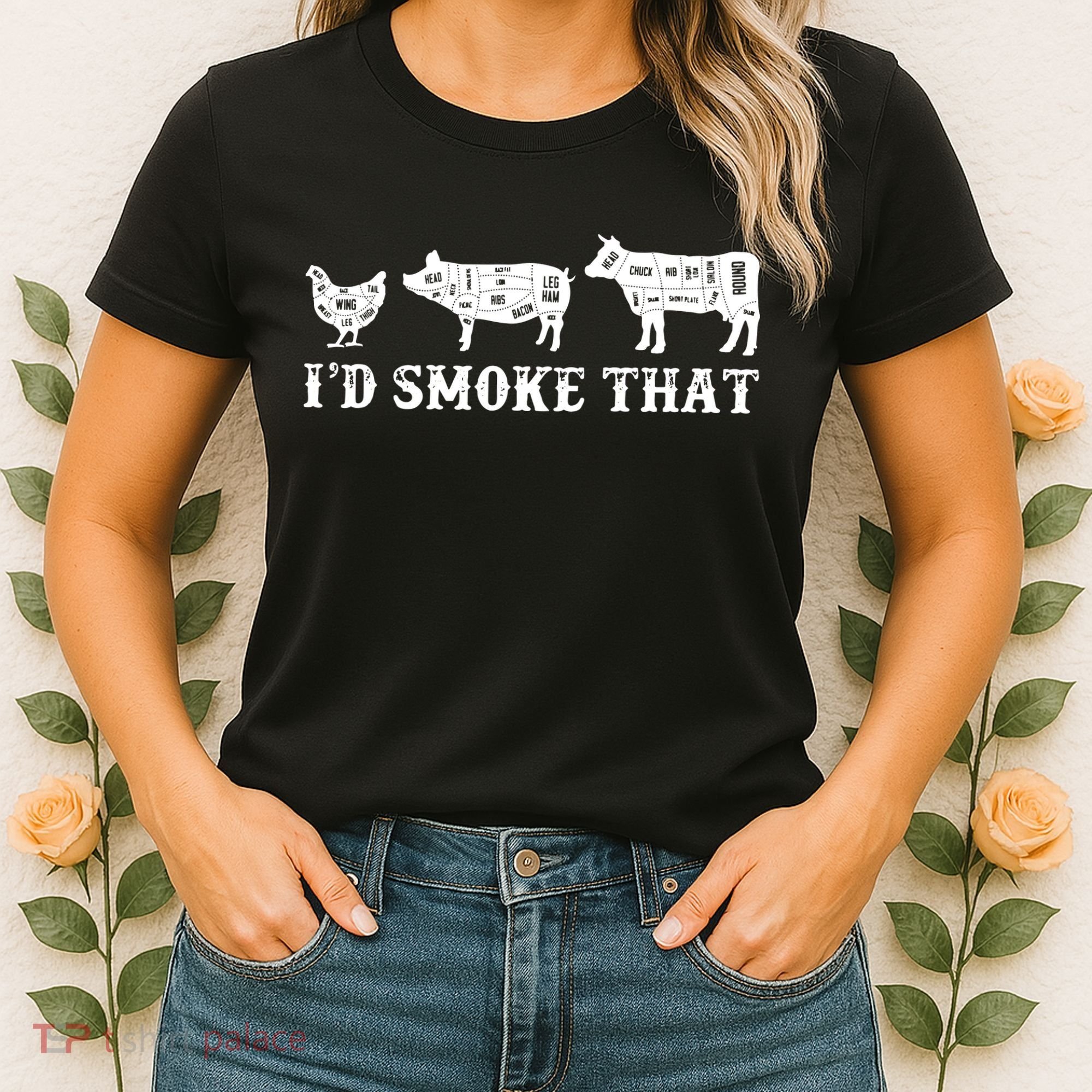 Funny Retro Grilling BBQ Smoker Chef Dad GiftI'd Smoke That Women's T-Shirt