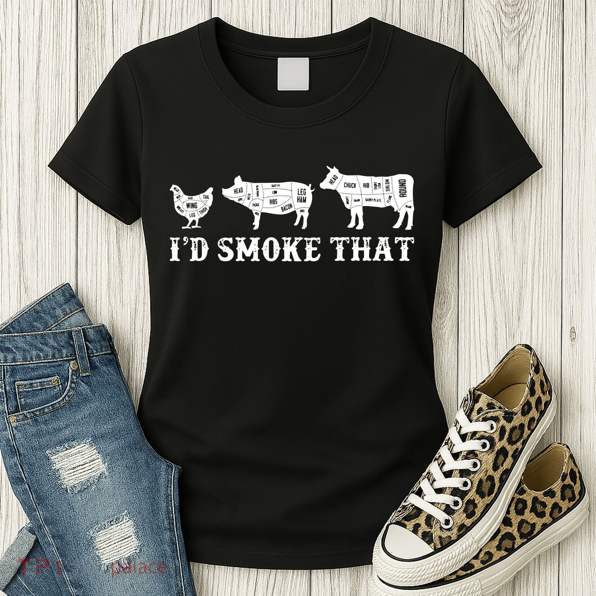 Funny Retro Grilling BBQ Smoker Chef Dad GiftI'd Smoke That Women's T-Shirt