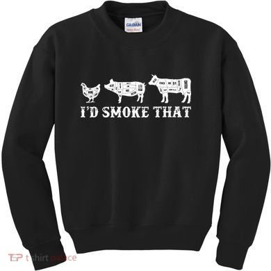 Funny Retro Grilling BBQ Smoker Chef Dad GiftI'd Smoke That Kids Sweatshirt