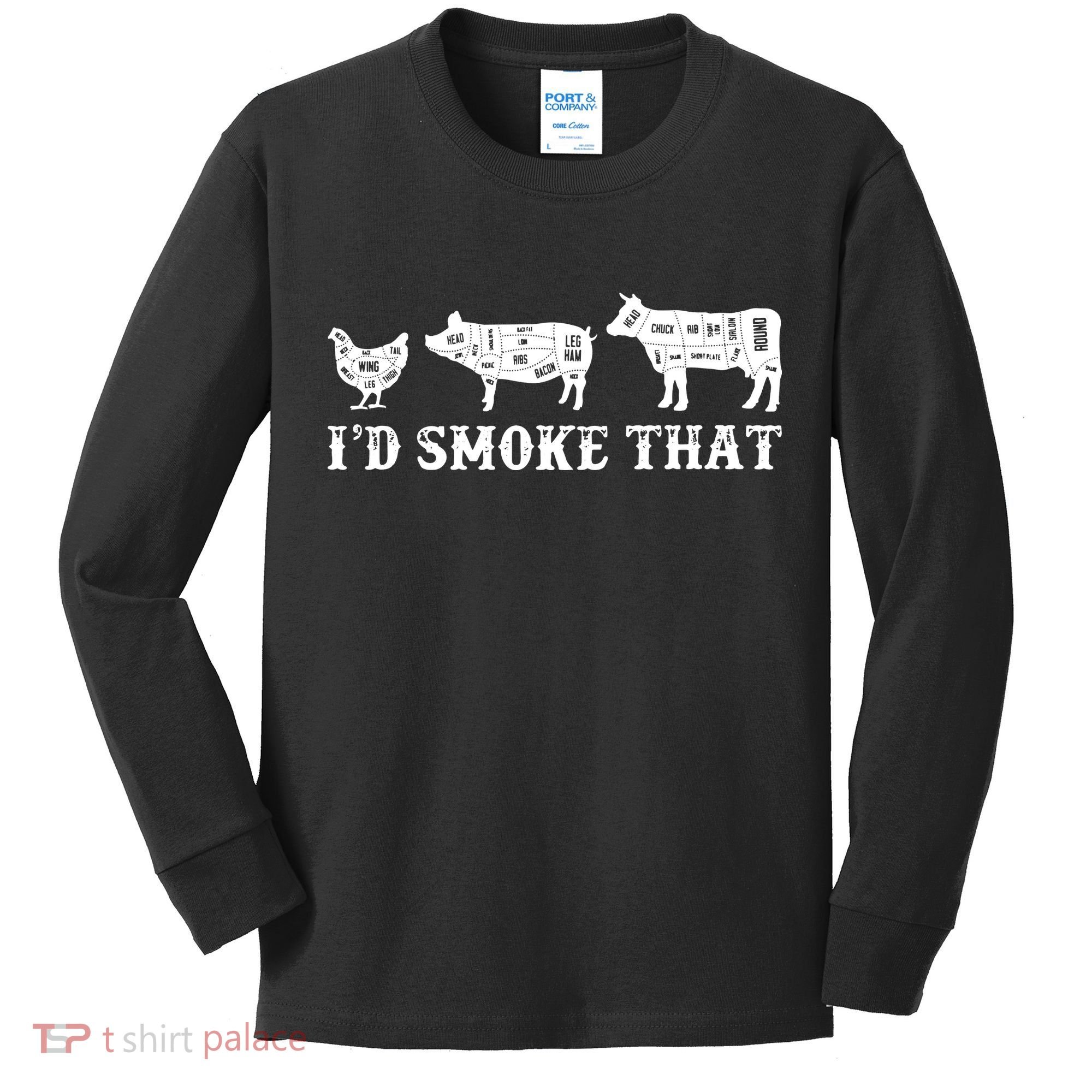 Funny Retro Grilling BBQ Smoker Chef Dad GiftI'd Smoke That Kids Long Sleeve Shirt