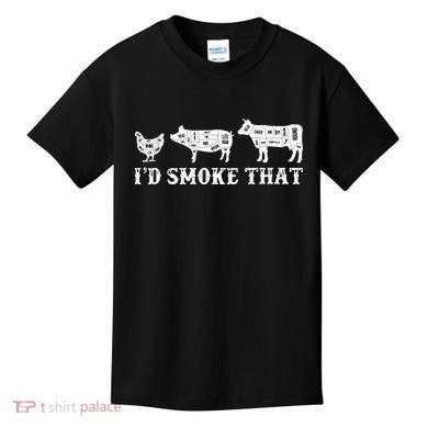 Funny Retro Grilling BBQ Smoker Chef Dad GiftI'd Smoke That Kids T-Shirt