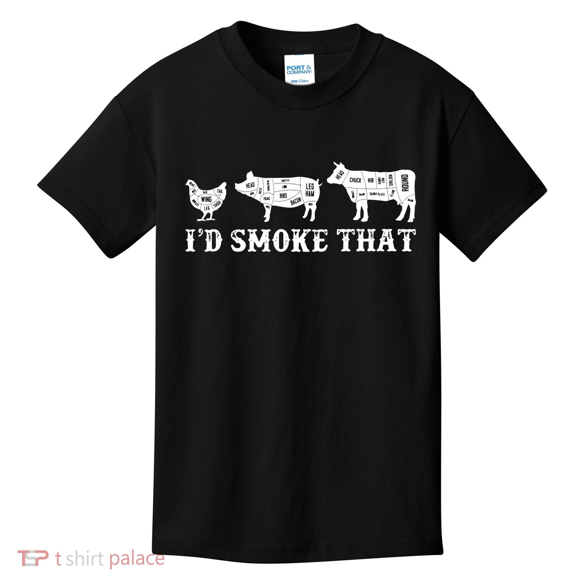 Funny Retro Grilling BBQ Smoker Chef Dad GiftI'd Smoke That Kids T-Shirt
