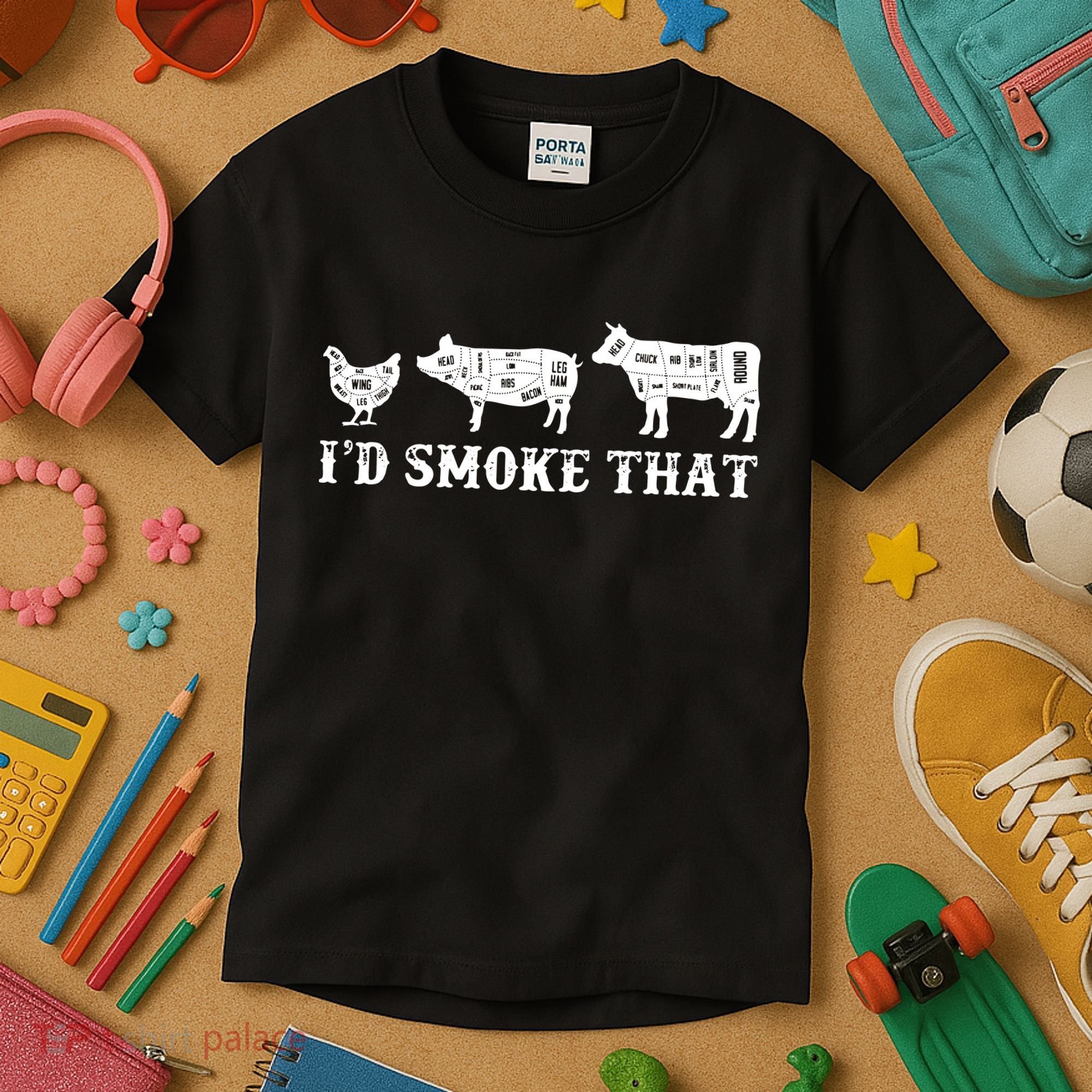 Funny Retro Grilling BBQ Smoker Chef Dad GiftI'd Smoke That Kids T-Shirt