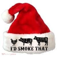 Funny Retro Grilling BBQ Smoker Chef Dad GiftI'd Smoke That Santa Hat thumb 0
