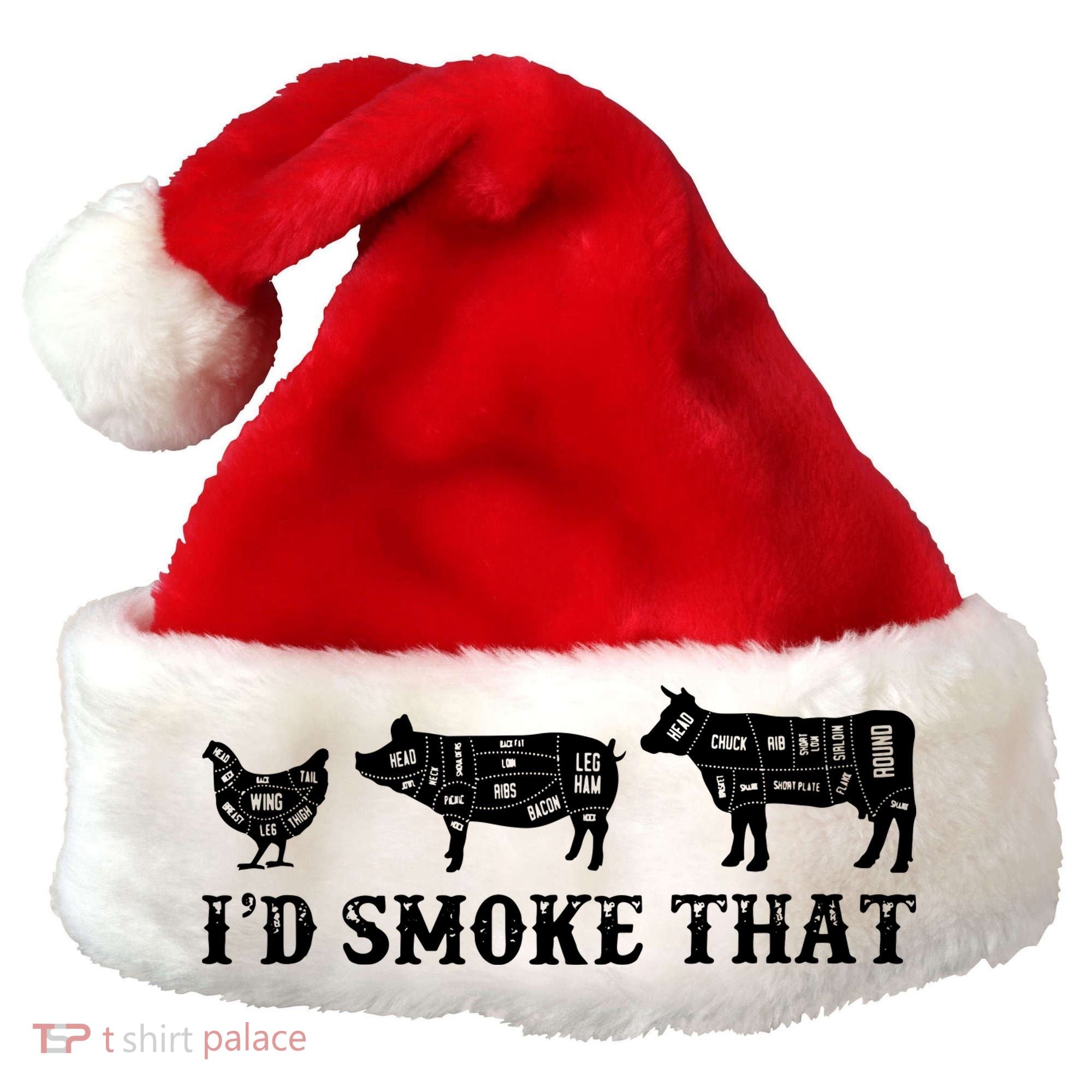 Funny Retro Grilling BBQ Smoker Chef Dad GiftI'd Smoke That Santa Hat