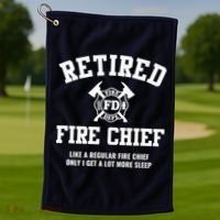 Firefighter Retirement Gifts Funny Retired Fire Chief Golf Towel thumb 1