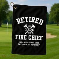 Firefighter Retirement Gifts Funny Retired Fire Chief Golf Towel thumb 1