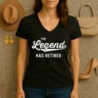 Funny Retirement Gifts The Legend Has Retired Women's V-Neck T-Shirt thumb 3