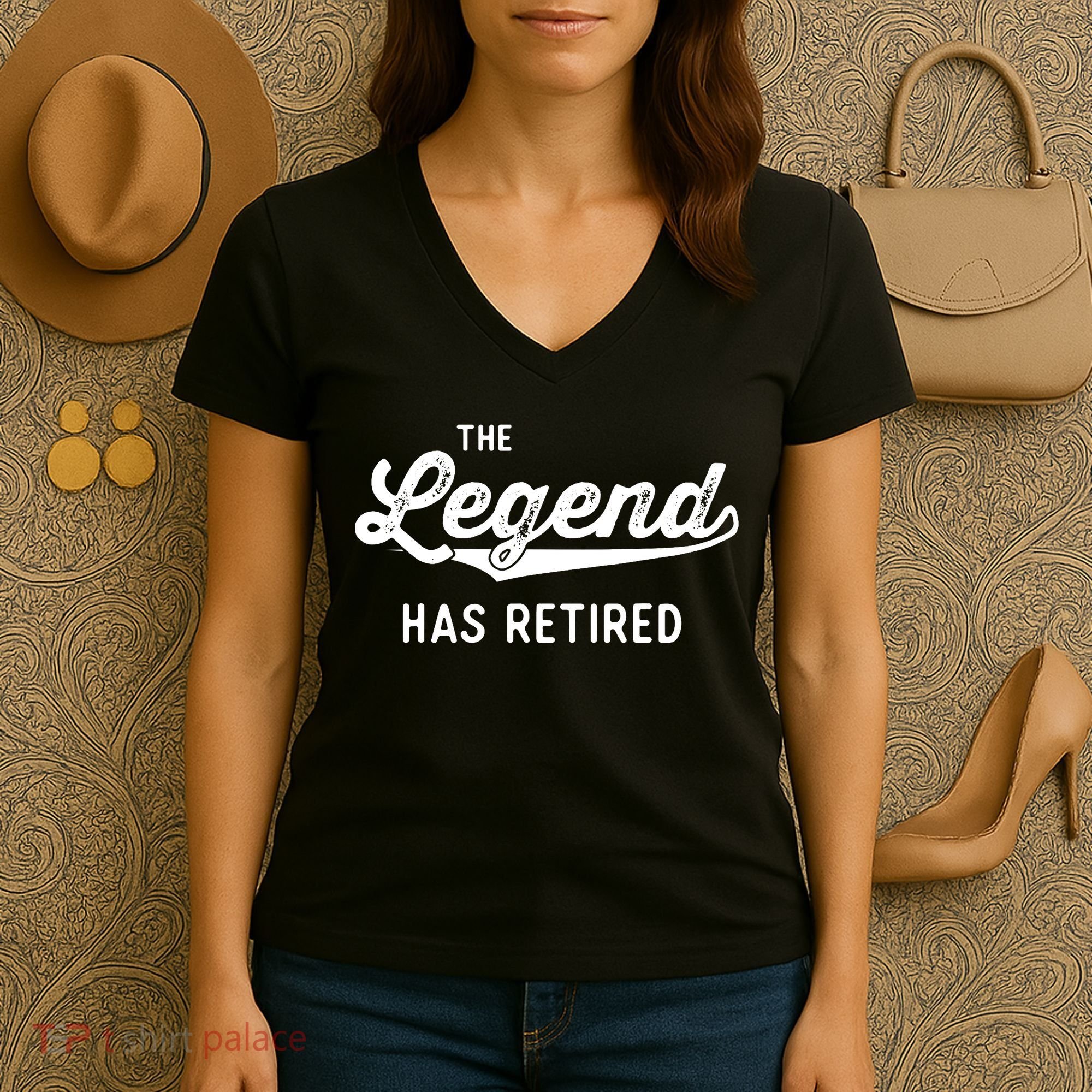 Funny Retirement Gifts The Legend Has Retired Women's V-Neck T-Shirt