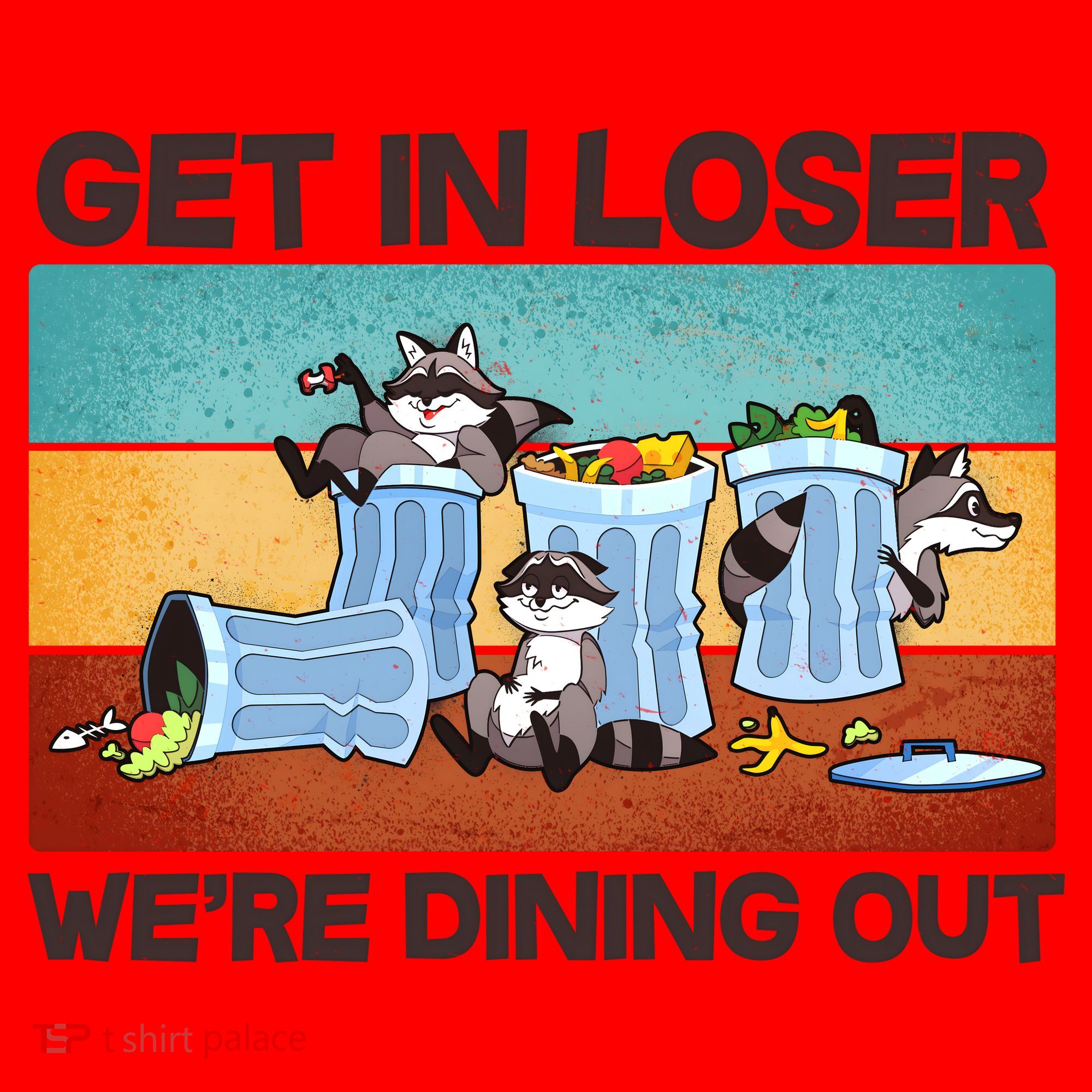 Funny Raccoons Get In Loser We're Dining Out Santa Hat
