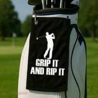 Funny Retro Grip and Rip It Disc Golf Golf Towel thumb 2