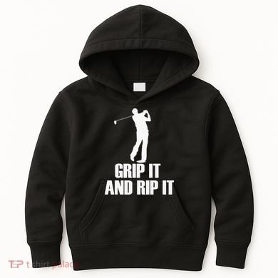 Funny Retro Grip and Rip It Disc Golf Kids Hoodie