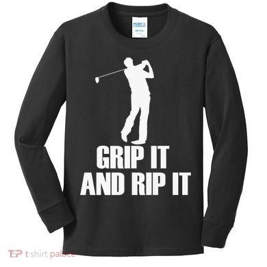 Funny Retro Grip and Rip It Disc Golf Kids Long Sleeve Shirt