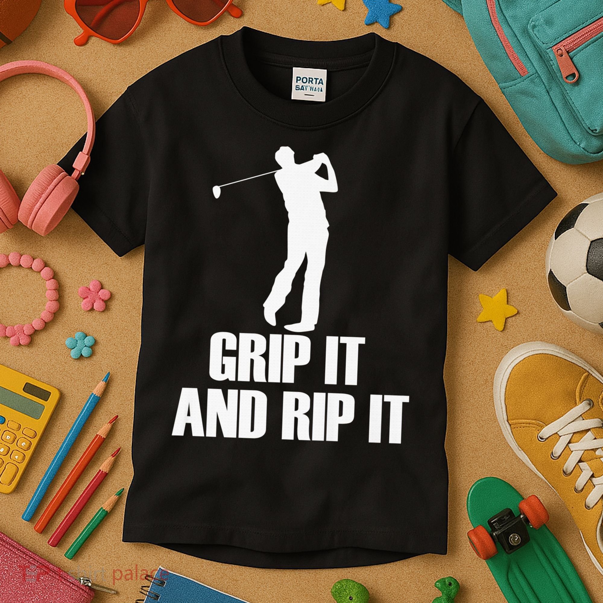Funny Retro Grip and Rip It Disc Golf Kids T-Shirt