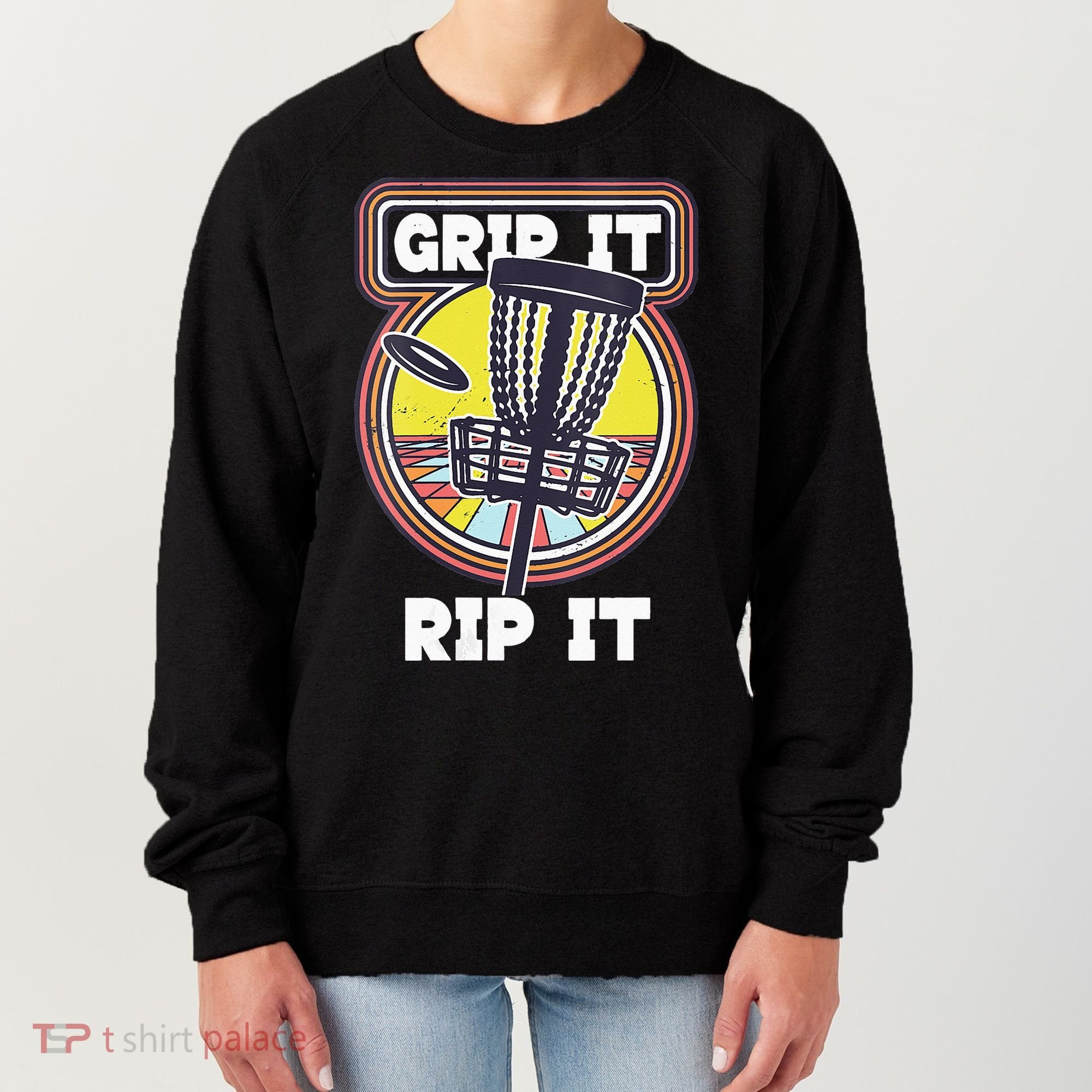 Funny Retro Grip and Rip It Disc Golf Women's Sweatshirt