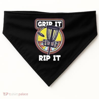 Funny Retro Grip and Rip It Disc Golf USA-Made Doggie Bandana