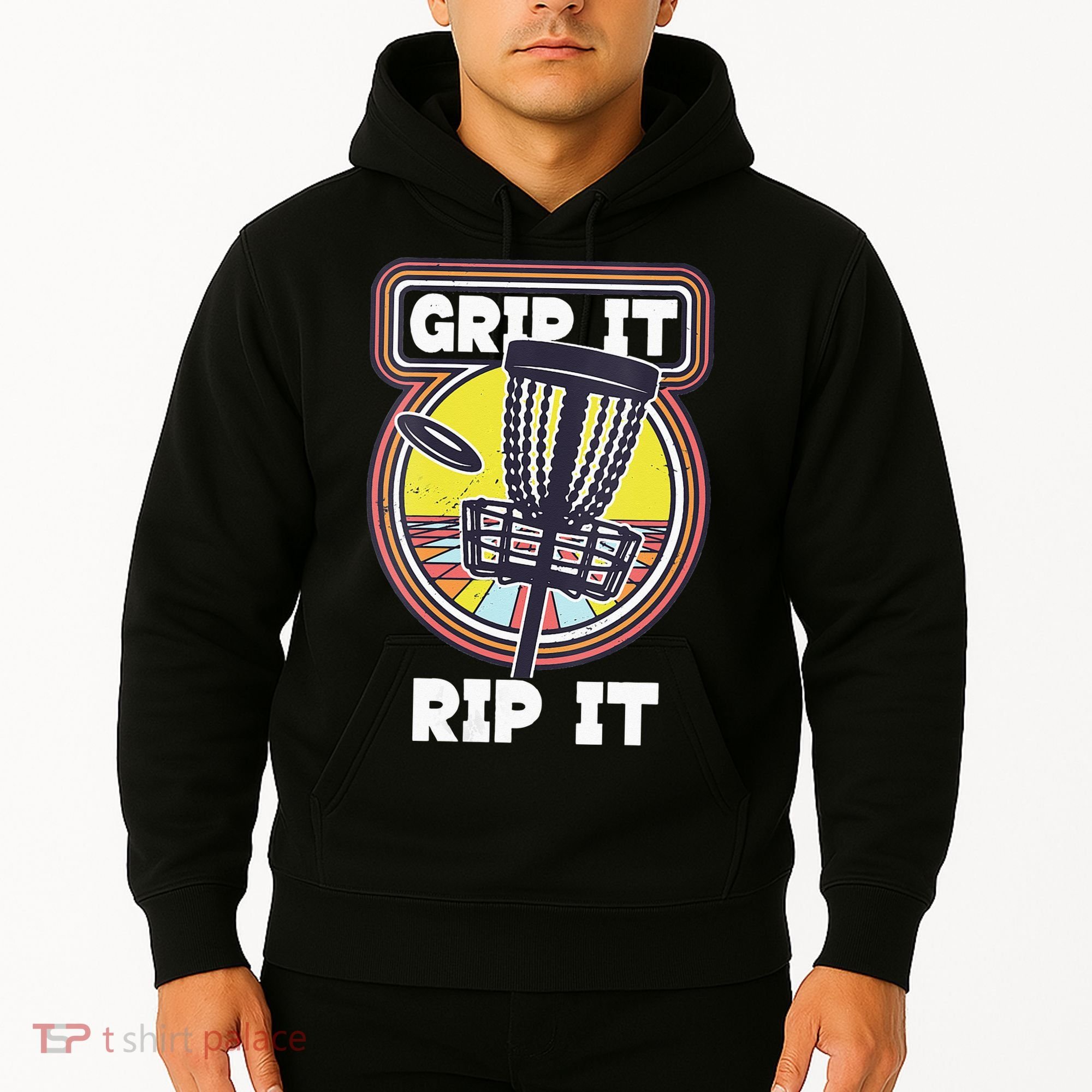 Funny Retro Grip and Rip It Disc Golf Hoodie