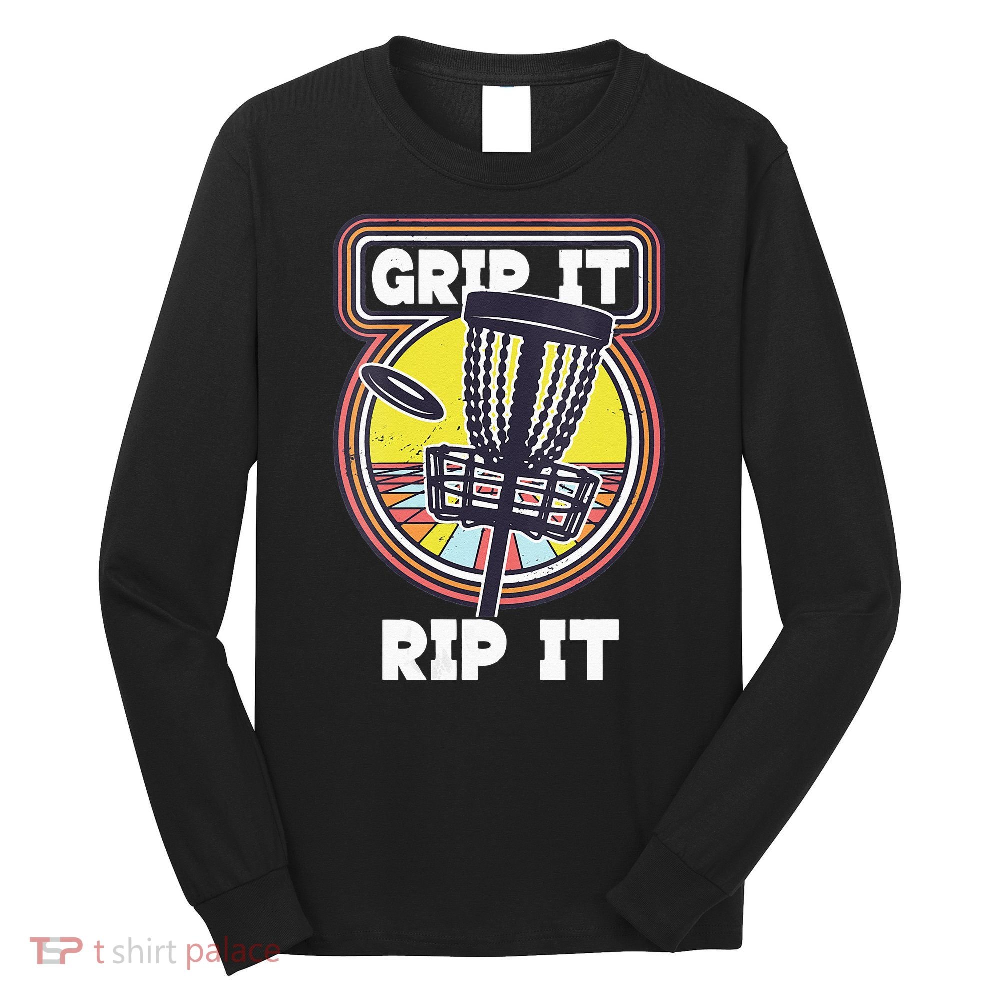 Funny Retro Grip and Rip It Disc Golf Long Sleeve Shirt