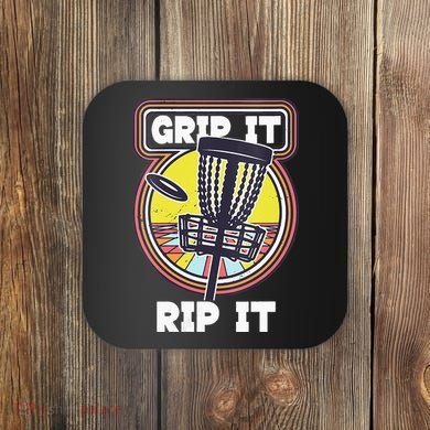 Funny Retro Grip and Rip It Disc Golf Coaster