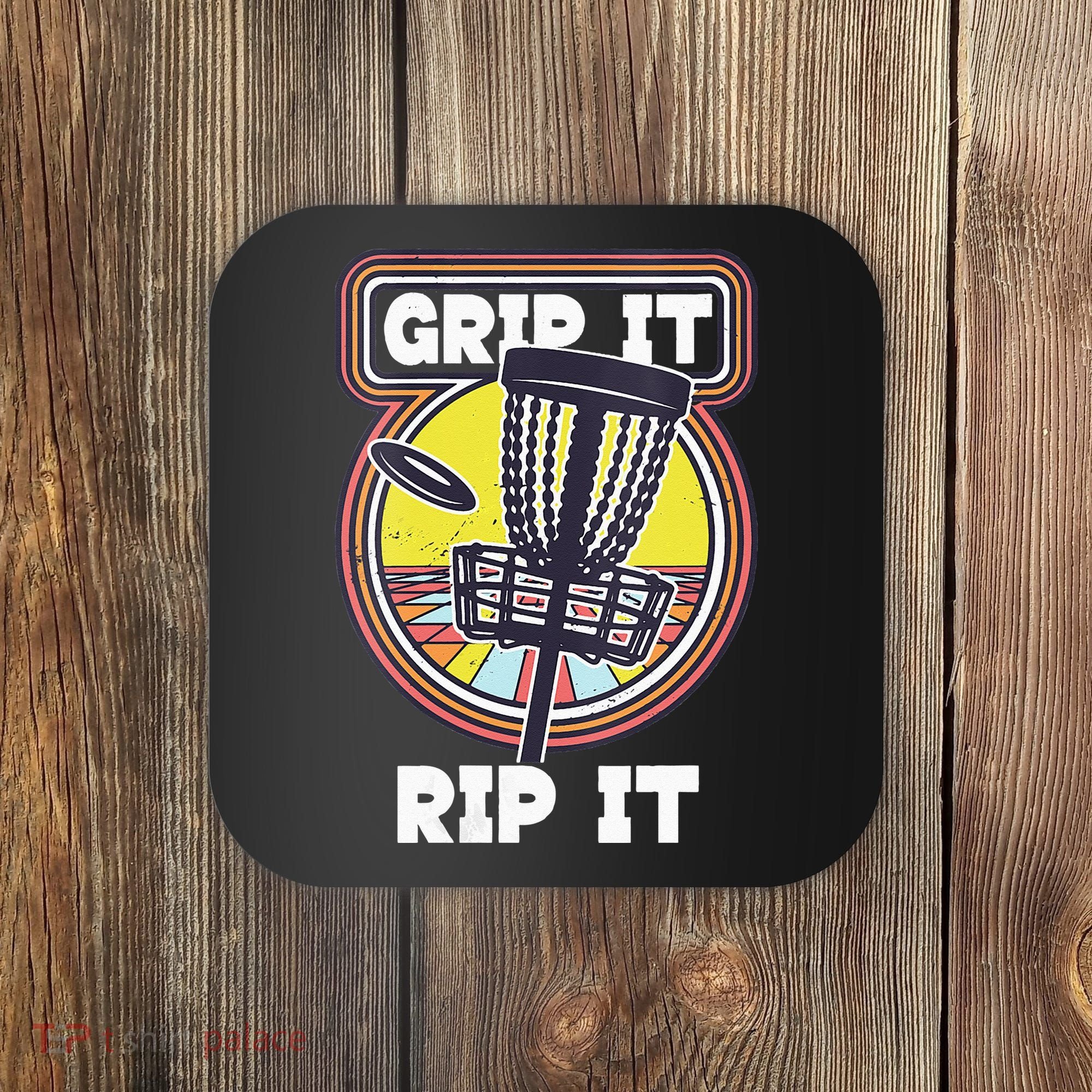 Funny Retro Grip and Rip It Disc Golf Coaster