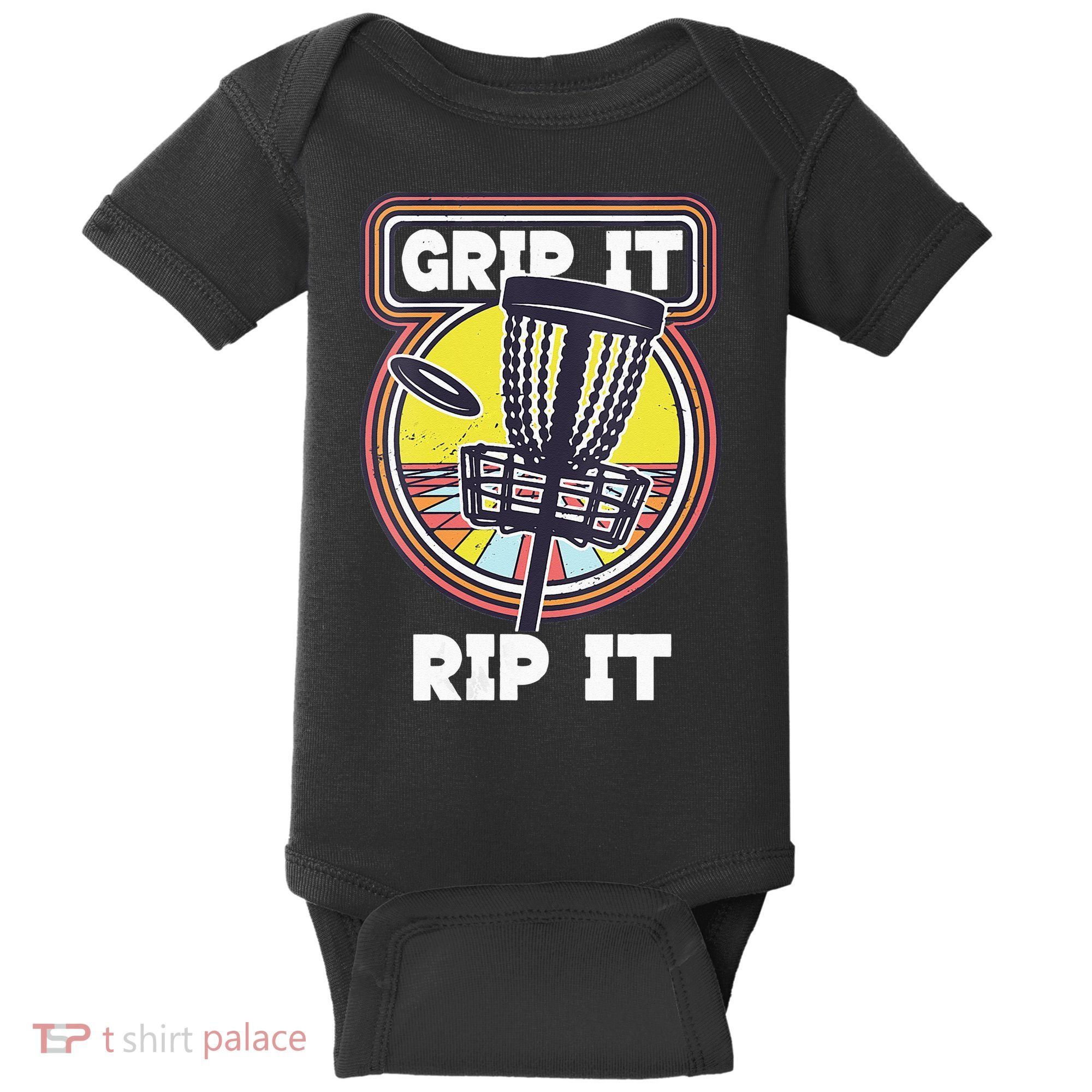 Funny Retro Grip and Rip It Disc Golf Baby Bodysuit