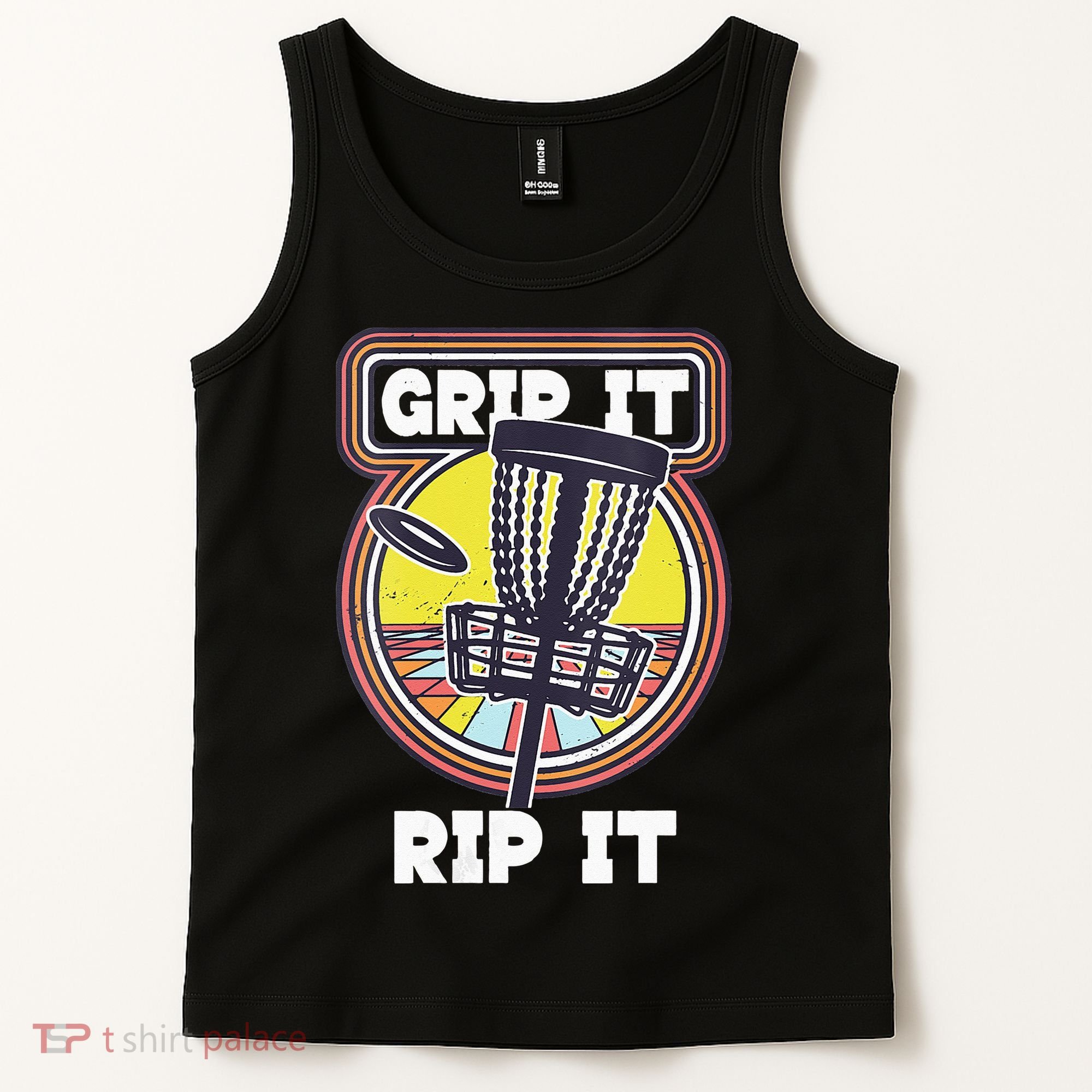 Funny Retro Grip and Rip It Disc Golf Tank Top