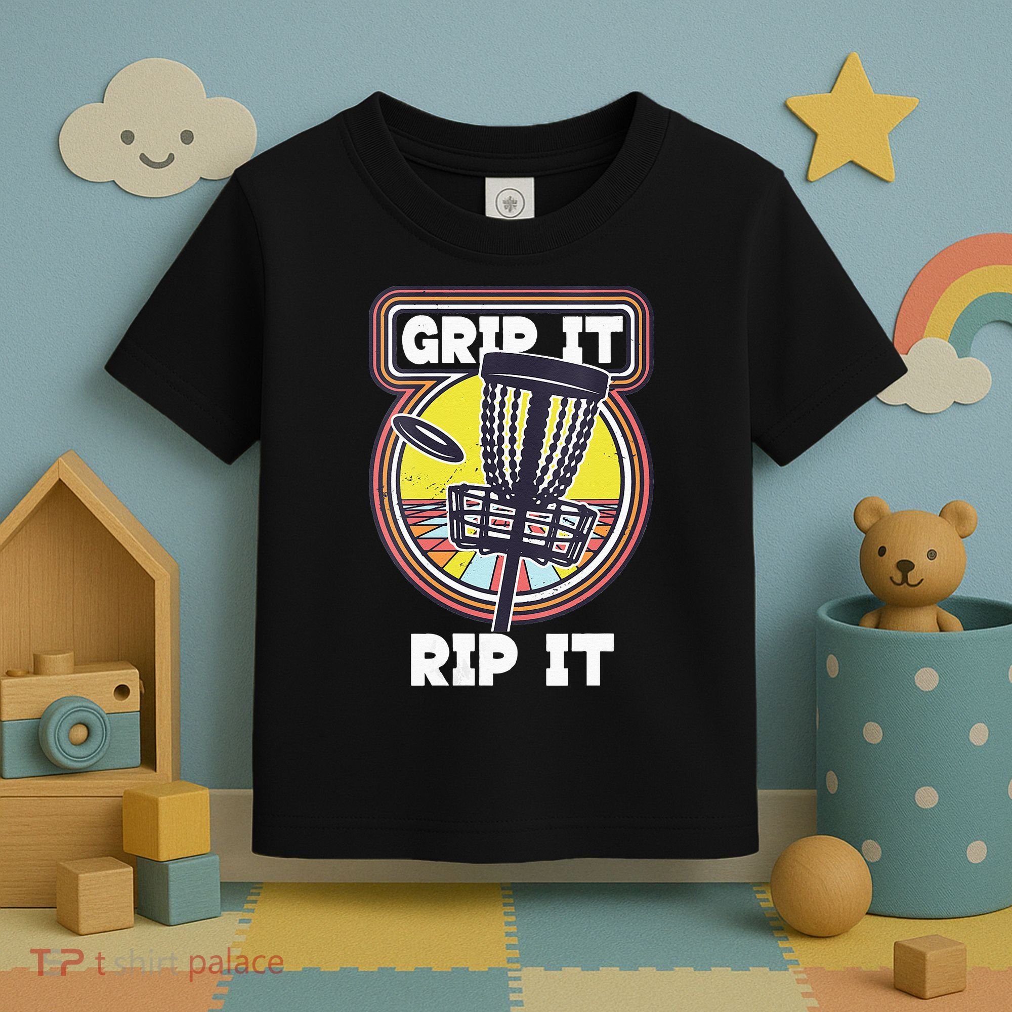 Funny Retro Grip and Rip It Disc Golf Toddler T-Shirt