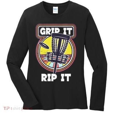 Funny Retro Grip and Rip It Disc Golf Women's Long Sleeve Shirt