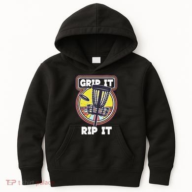 Funny Retro Grip and Rip It Disc Golf Kids Hoodie