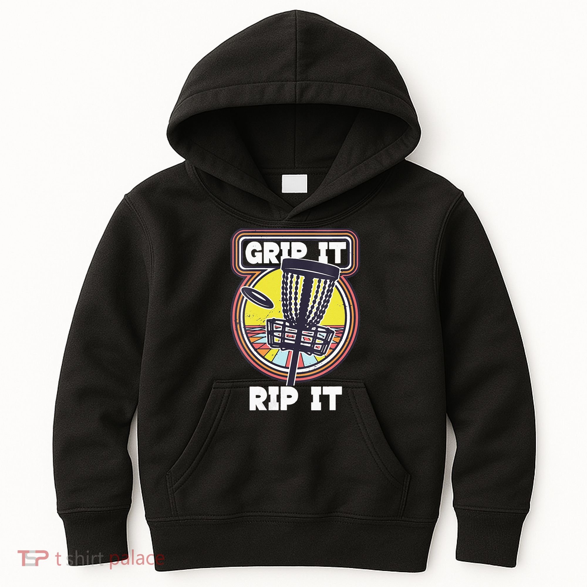 Funny Retro Grip and Rip It Disc Golf Kids Hoodie